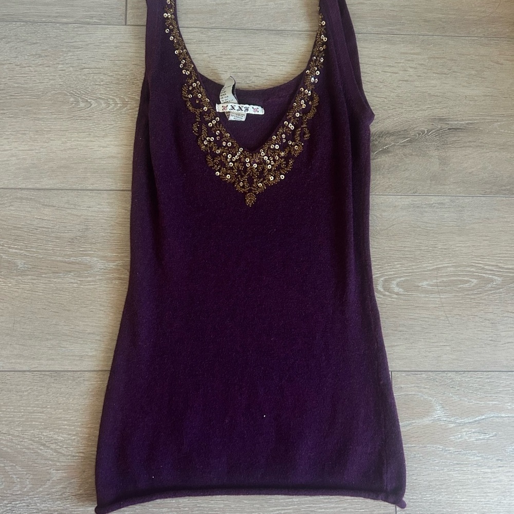 beaded plum tank top